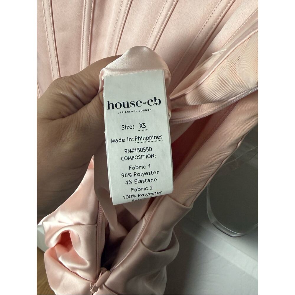 House of CB Kira Blush Pink Satin Gathered Maxi Dress XS - Picture 13 of 13